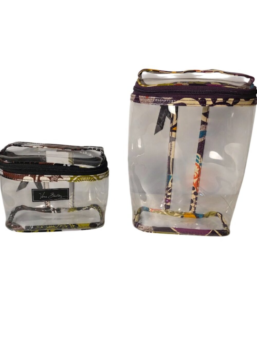 Vera Bradley PVC Cosmetic Travel Makeup Case Set Plum Crazy Sittin In A Tree
